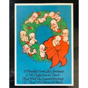 Kewpie Kards Vintage Kewpie Postcard Christmas Wreath